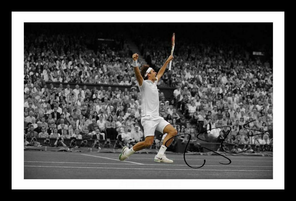 Roger Federer - 7 Time Wimbledon Champion Signed & Framed Photo Poster painting