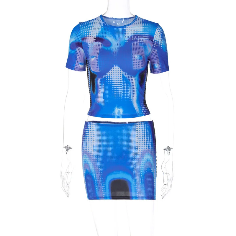 Brownm Explosion New Women's Fashion Sexy Print Personality Street Style Short T Body Dress Dress Suit