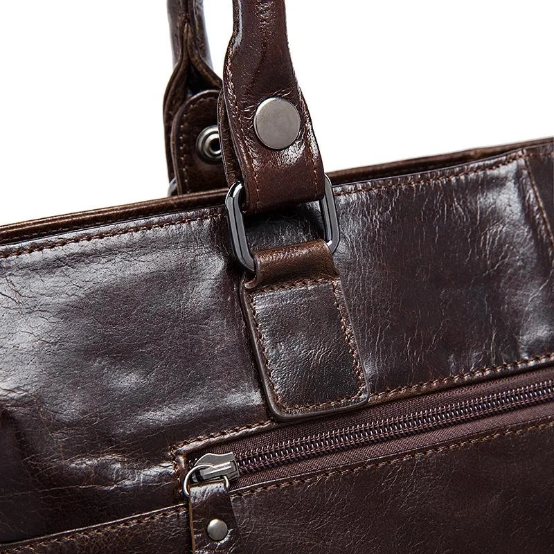 Retro Style Multi-Pocket Detachable Sling Strap 15.6 Inch Laptop Business Bag