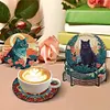 Un ensemble (8pcs) chat en bois - 5d bricolage artisanat sous-verres