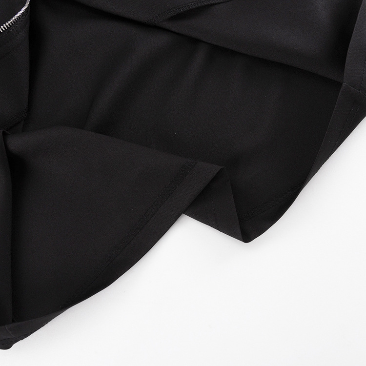Ootddress Black Zipper Lapel Maxi Dress For Women Cardigan Fashion Patchwork Vintage Slim High Waist Elegant Streetwear Women Dress