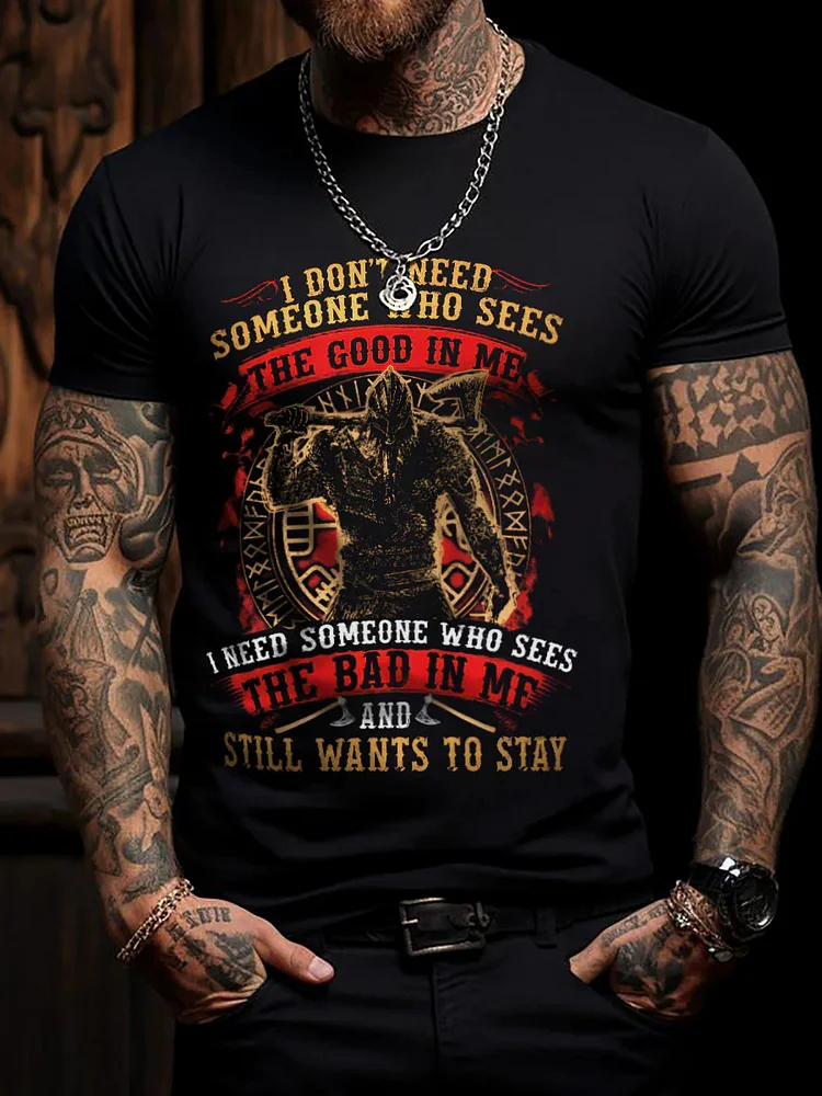Kurz ärmel iges Herren T-Shirt The Bad In Me Viking