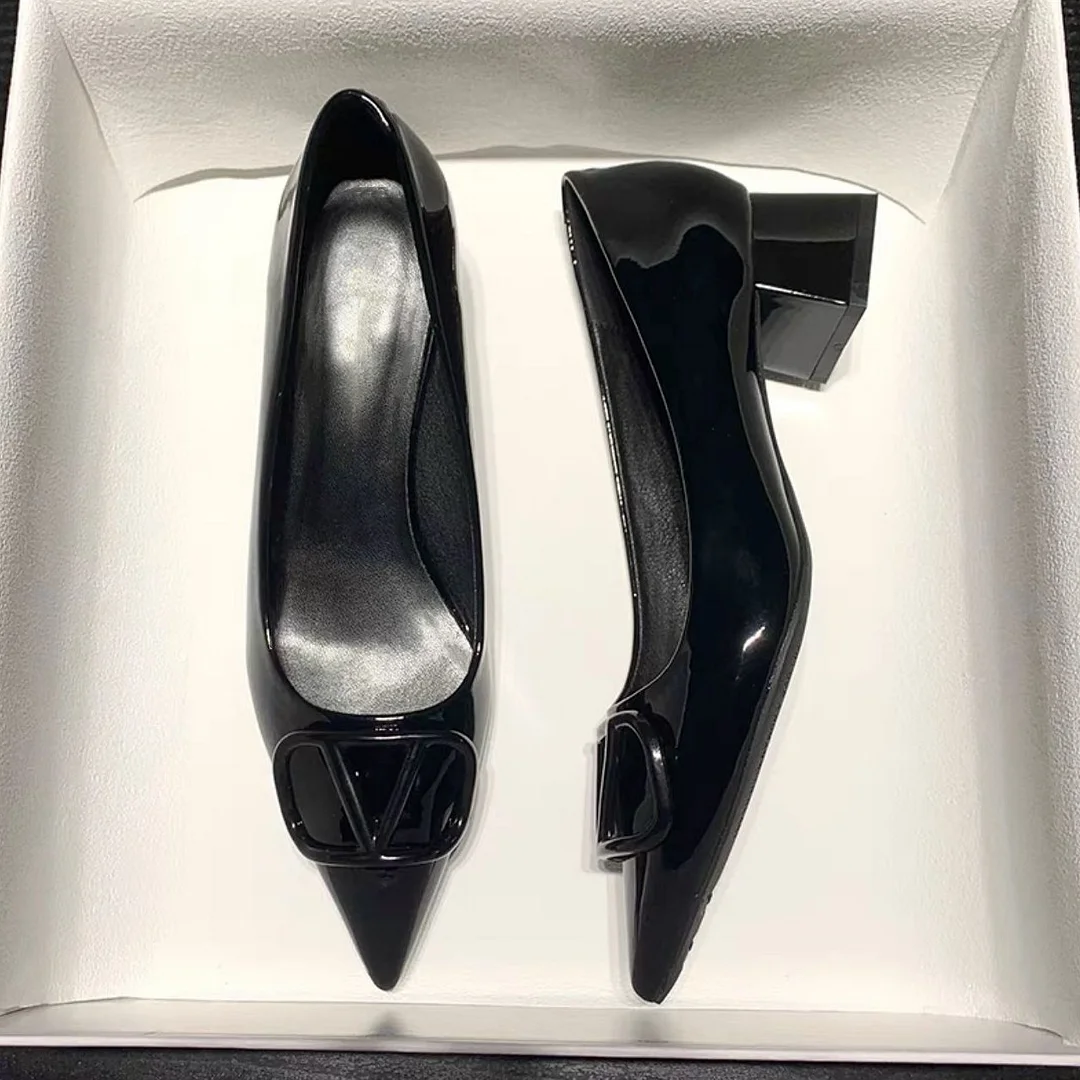 Breakj Breakj Temperament Net Red Fashion Sharp Thick Heel Single Shoes Women 2025 New Shallow-Mouthed Comfortable Career Heel High Heels