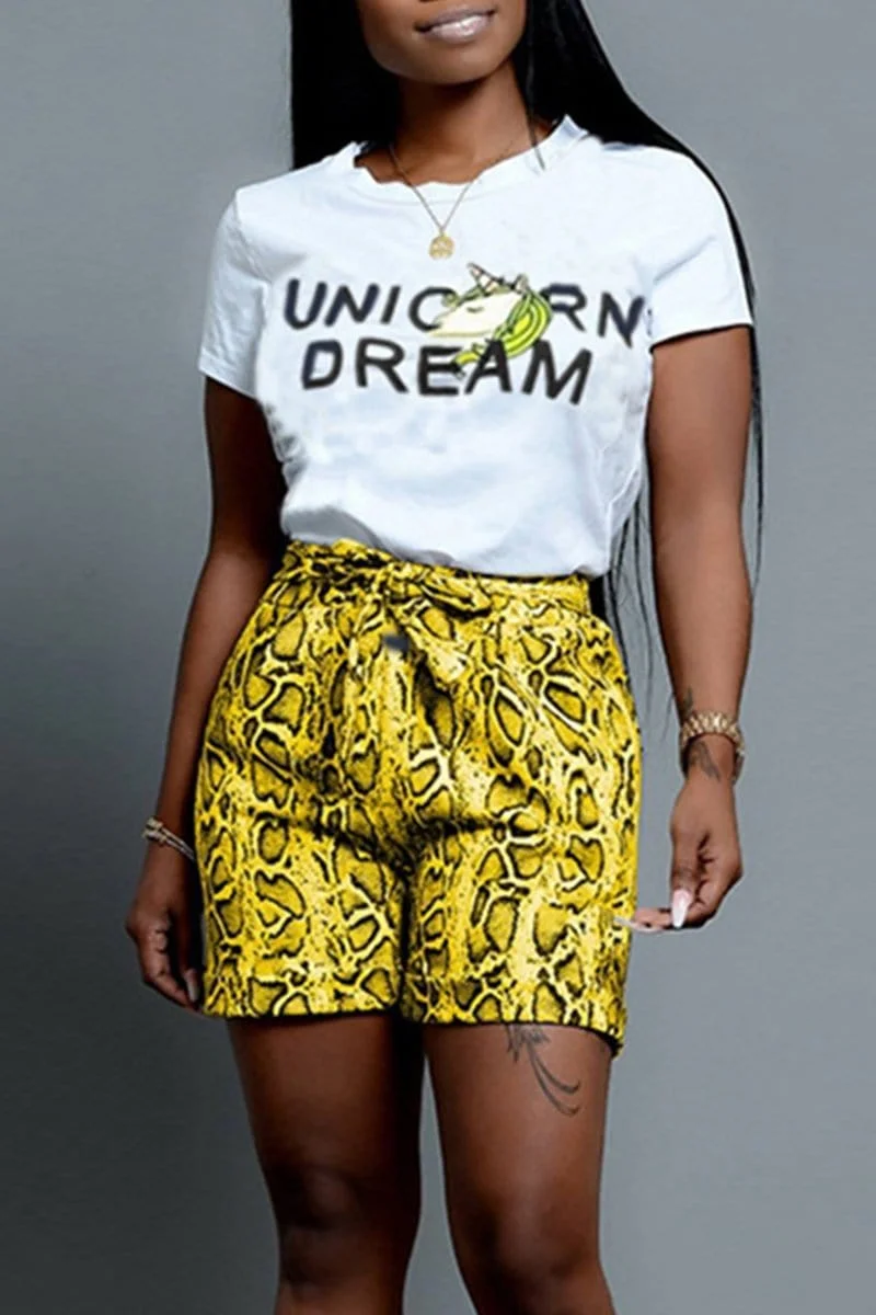 SnakeSkin Shorts Unicorn T-shirt Two-Pieces