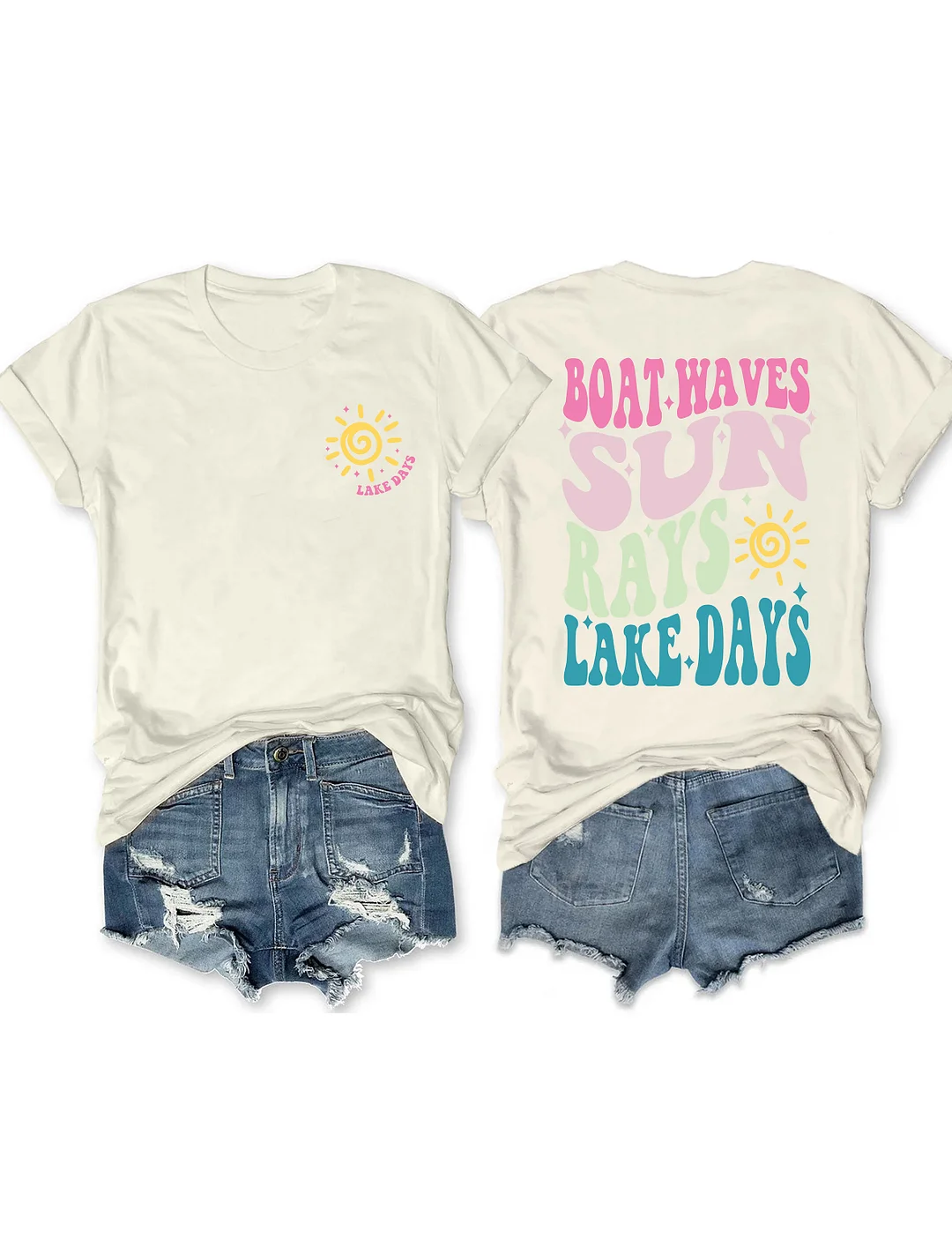 Boat Waves Sun Rays Lake Days T-shirt