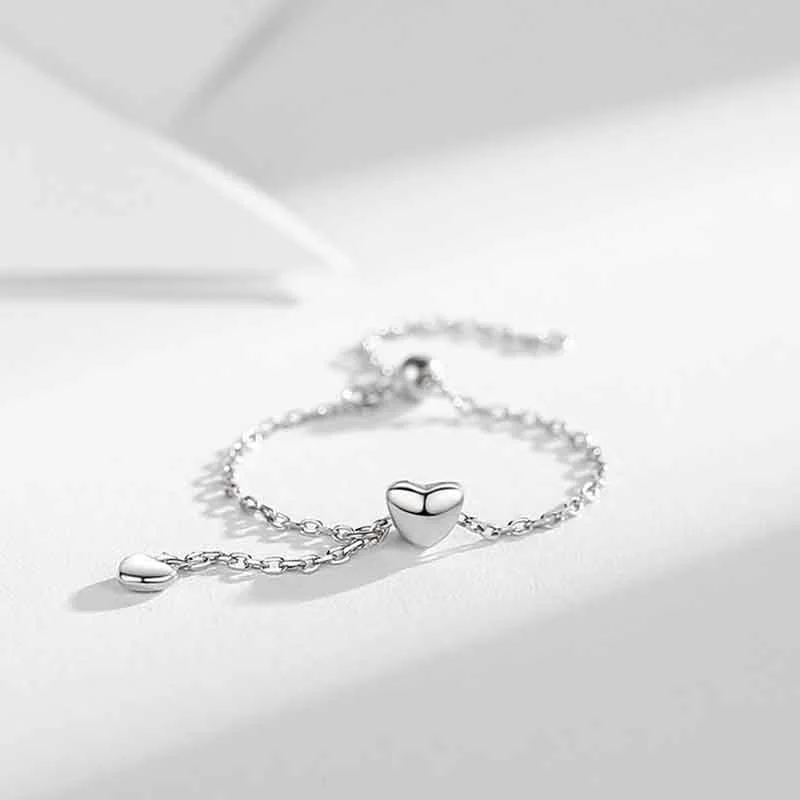 Silver Color  Unique Design Love Heart Hanging Chain Ring