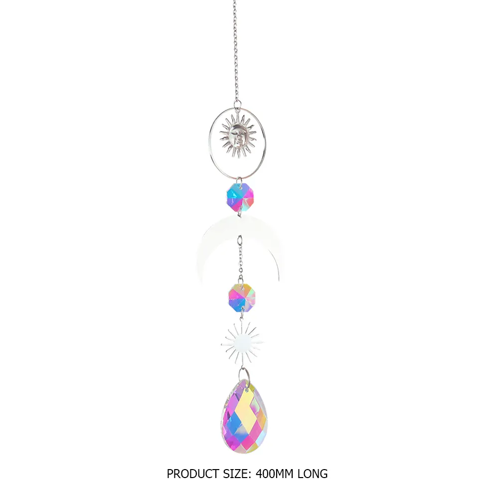 Wind Chime Crystal Catcher Hanging Ornaments Moon Prisms Home Room Pendant