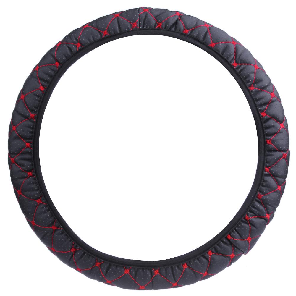 

Elastic Black/Red Embroidered Cover for 38cm Diameter Car Steering Wheel, 501 Original