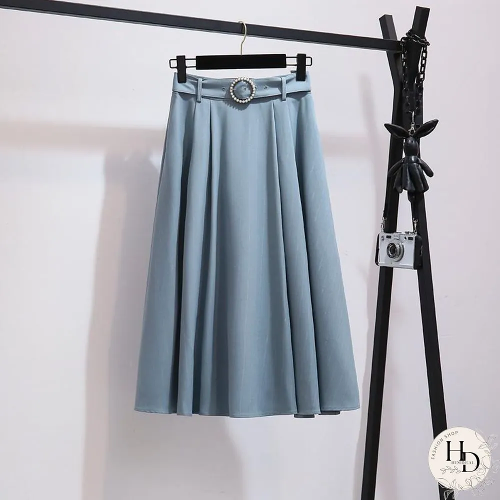 Sweet Chiffon Blouse+Belt Skirt P15751