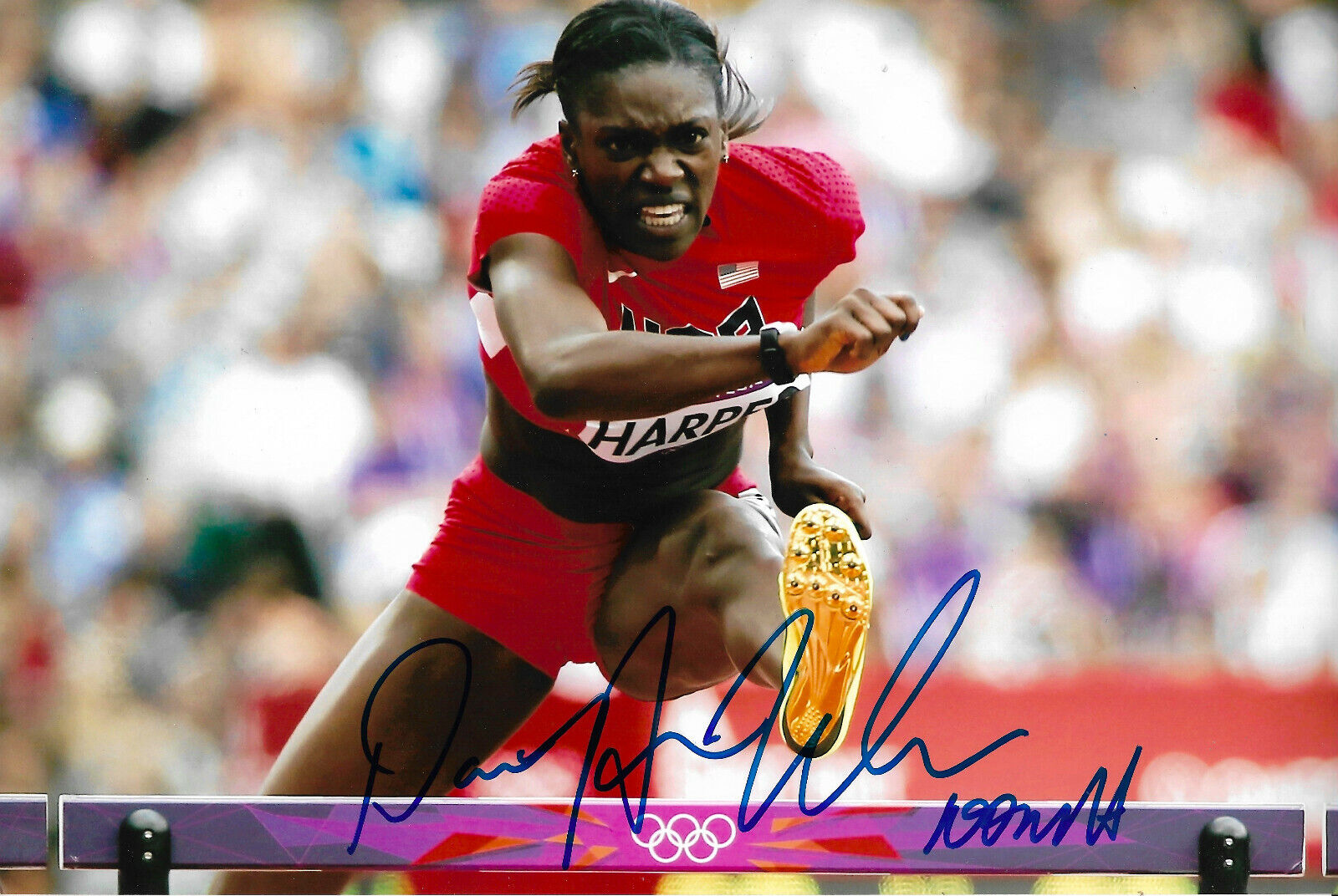 Dawn Harper-Nelson Olympic Champion 2008 signed 8x12 inch Photo Poster painting autograph