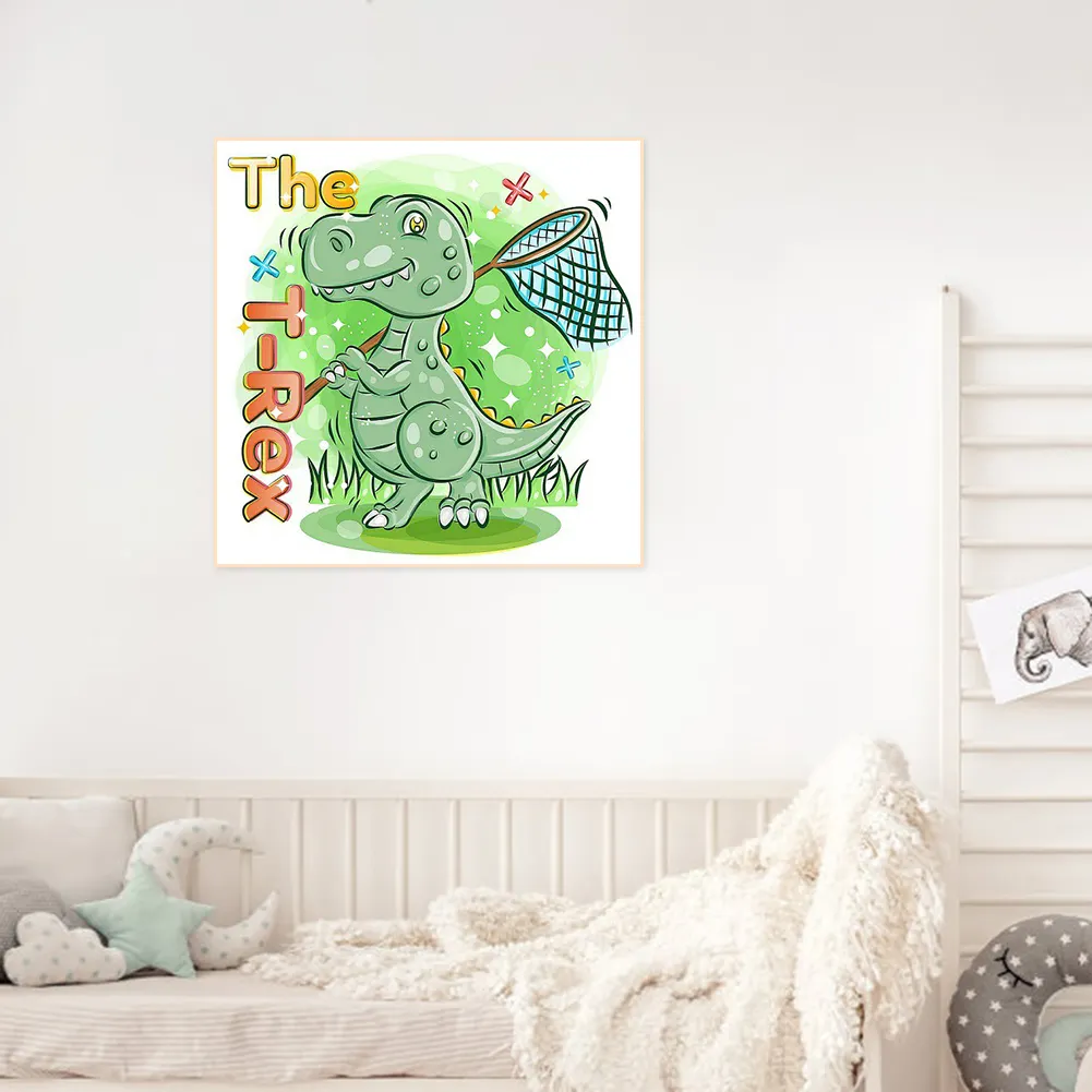 Full Round Diamond Painting 30*30cm - Cartoon Little Dinosaur