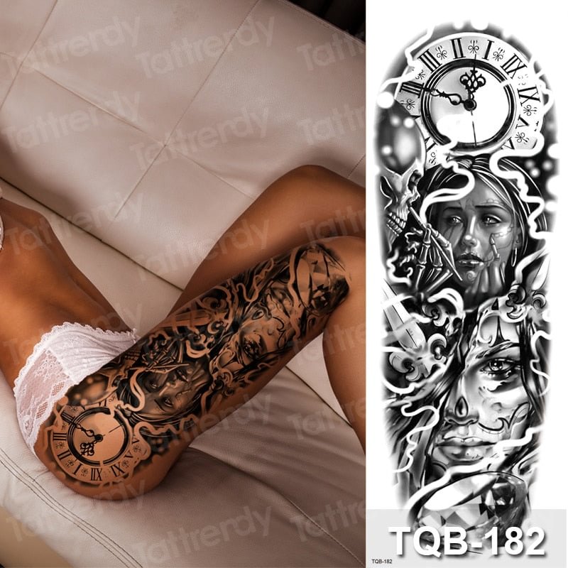 large temporary tattoos women thigh leg tattoo sleeve pattern waterproof tatoo sticker body art sexy tatoo fake water sheet