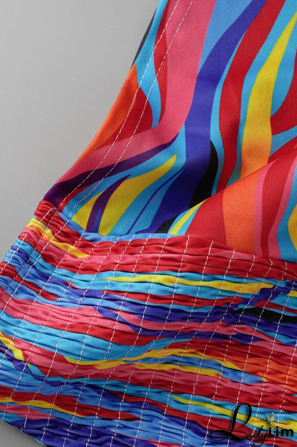 Colour Sexy Print Patchwork Strapless Sleeveless Two Pieces