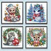 (US Local)4pack Xmas Animal-Crystal Rhinestone Diamond Painting(30x30cm)