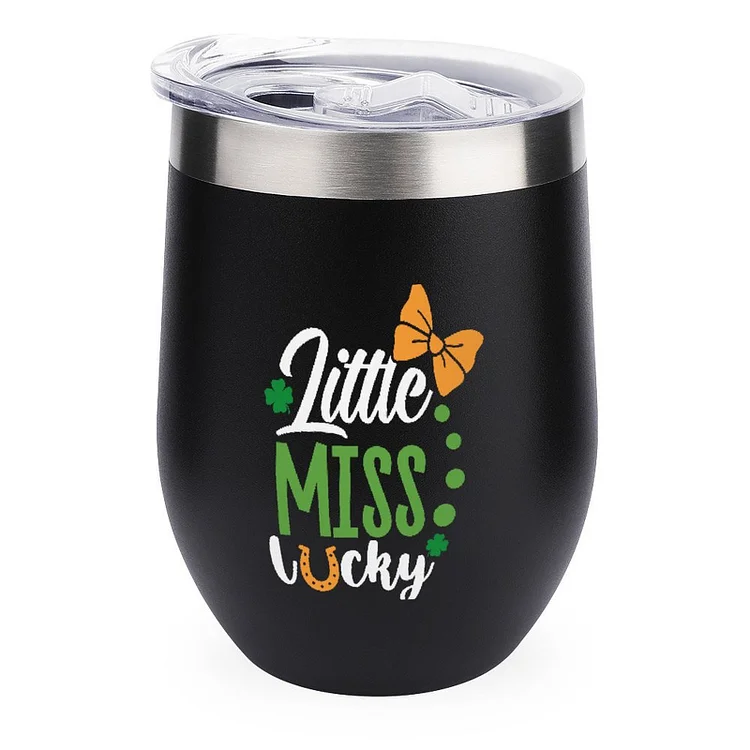 Little Miss Lucky St Patricks Day Gift Stainless Steel Insulated Cup - Heather Prints Shirts