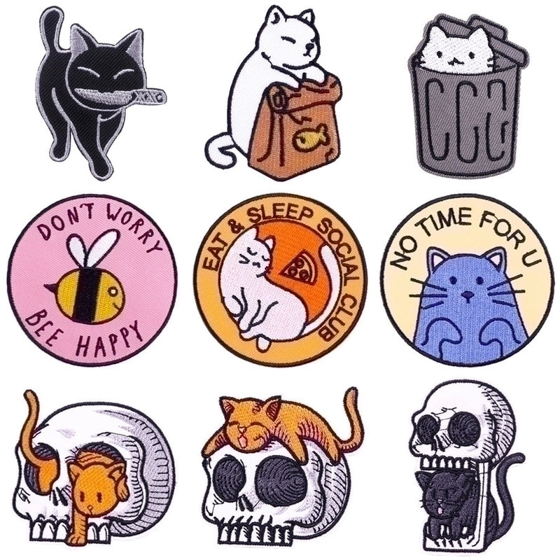 10 Pieces New Cartoon Cute Cat Embroidery Cloth Sticker