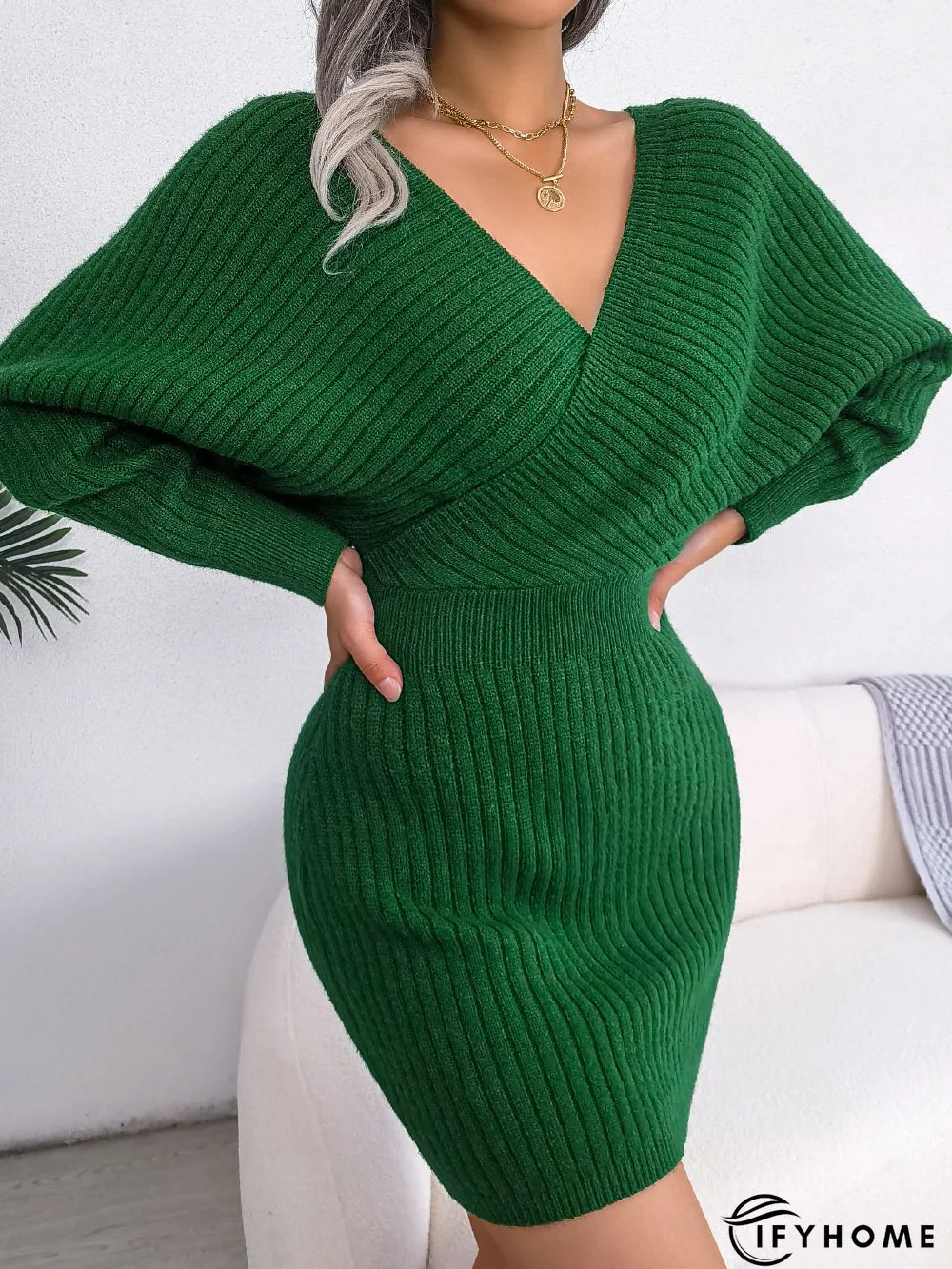 V Neck Off Shoulder Mini Dress | IFYHOME