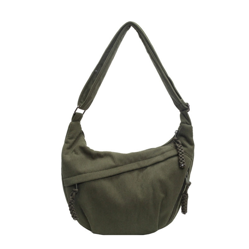 Dumpling Bag Women’s Crossbody Bag Large Capacity General Bag New Corduroy Japanese Style Casual Shoulder Bag