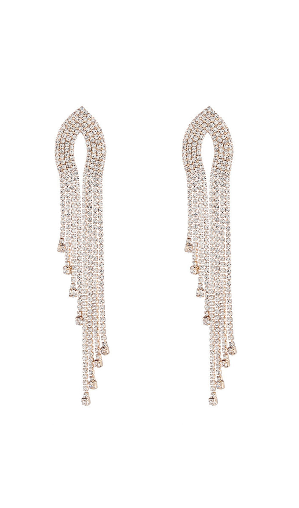 Silver Diamante Tassel Earrings Flowering Girl