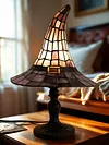 Resin Stained Glass Witch Hat Lamp USB Powered Gothic Wizard Hats Night Light Halloween Home Decor Accent Lamps for Home Office Dormitory Bar Decorate