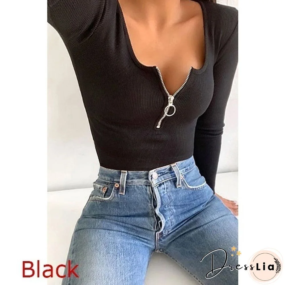 Womens New Fashion Crew Neck Skinny Bodysuit Jumpsuit Stretch Leotard Top Shirt