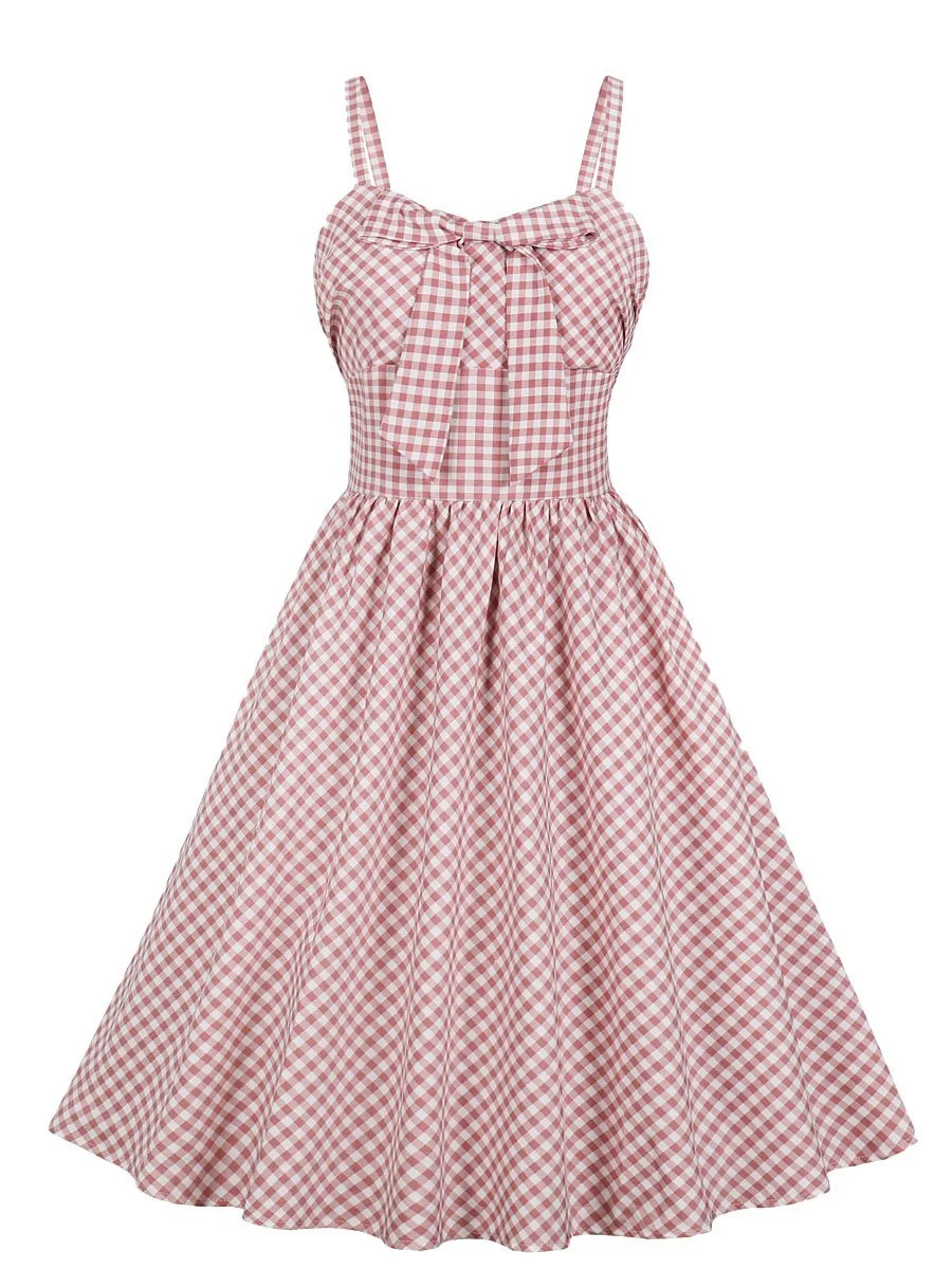 1950s Dress Plaid Pattern Classical Slip Dress