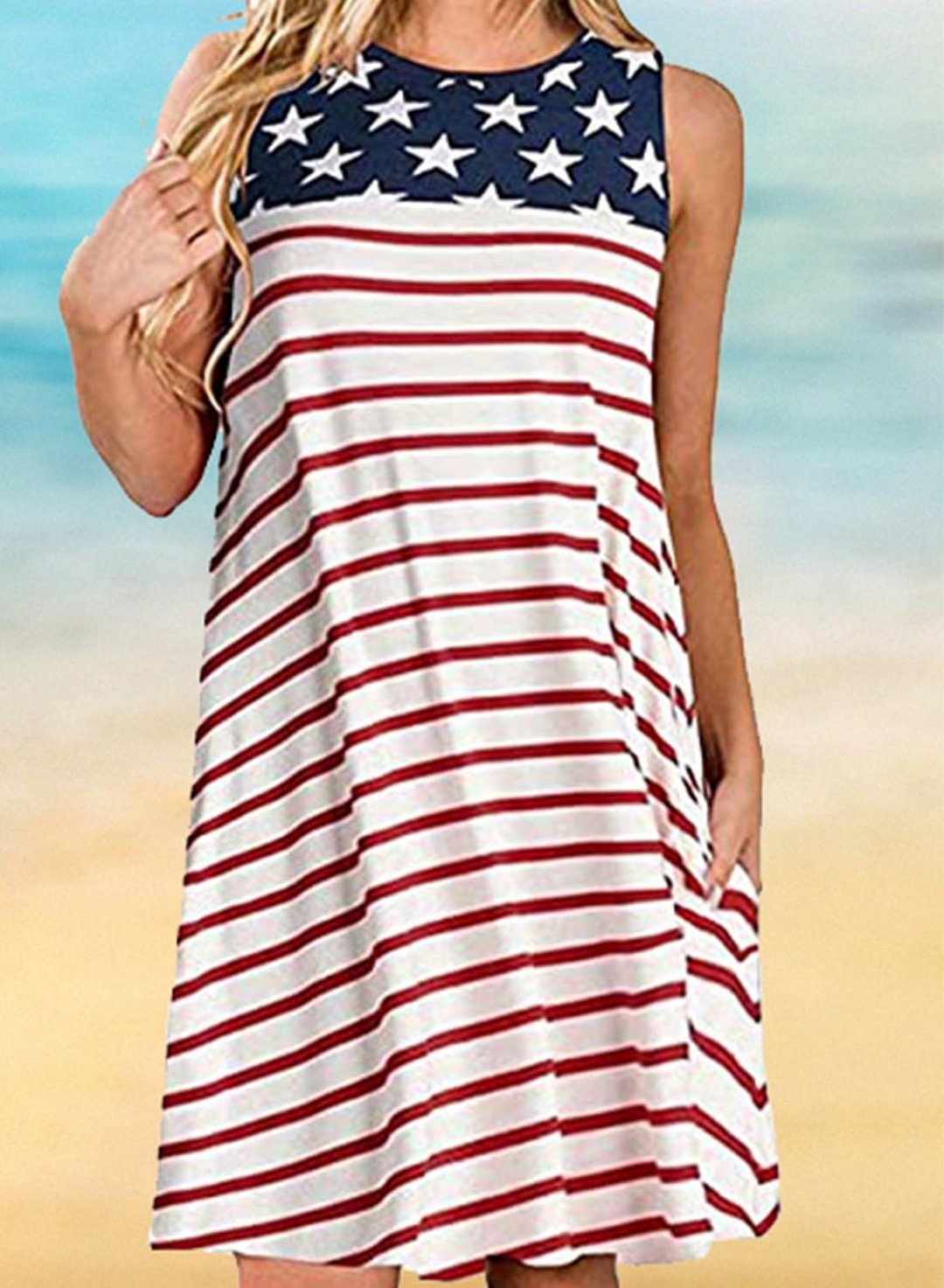 Women's Dresses Striped Star Flag Mini Dress