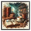 Desk And Books-11CT Stamped Cross Stitch 45*45cm/17.72*17.72in