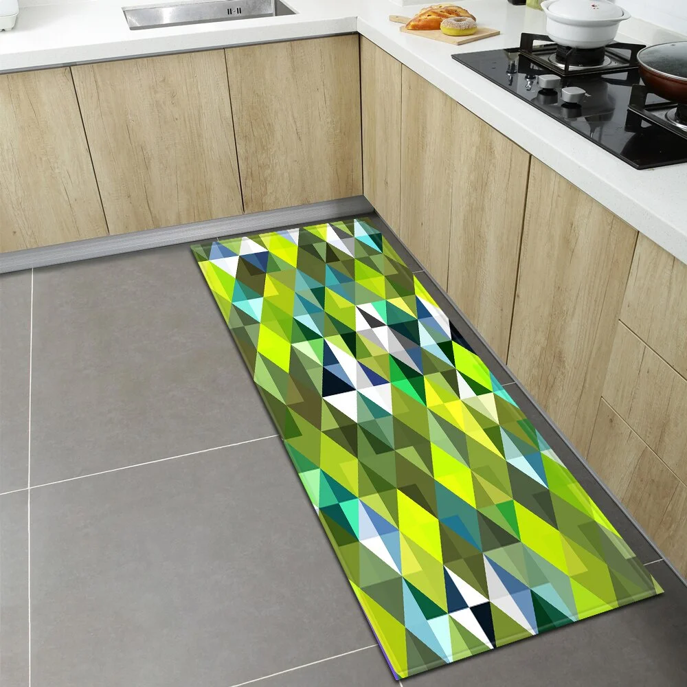 Kitchen Floor Mat Home Entrance Doormat 3D Geometry Living Room Bedroom Decoration Carpet Hallway Balcony Bathroom Anti-Slip Rug