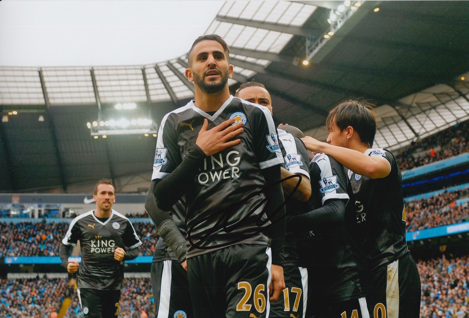 LEICESTER CITY HAND SIGNED RIYAD MAHREZ 12X8 Photo Poster painting 18.