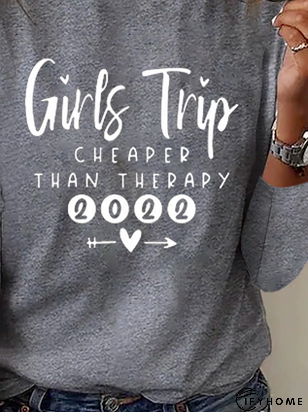 Casual Text Letters Autumn Micro-Elasticity Standard Long sleeve Crew Neck Regular Regular Size T-shirt for Women | IFYHOME