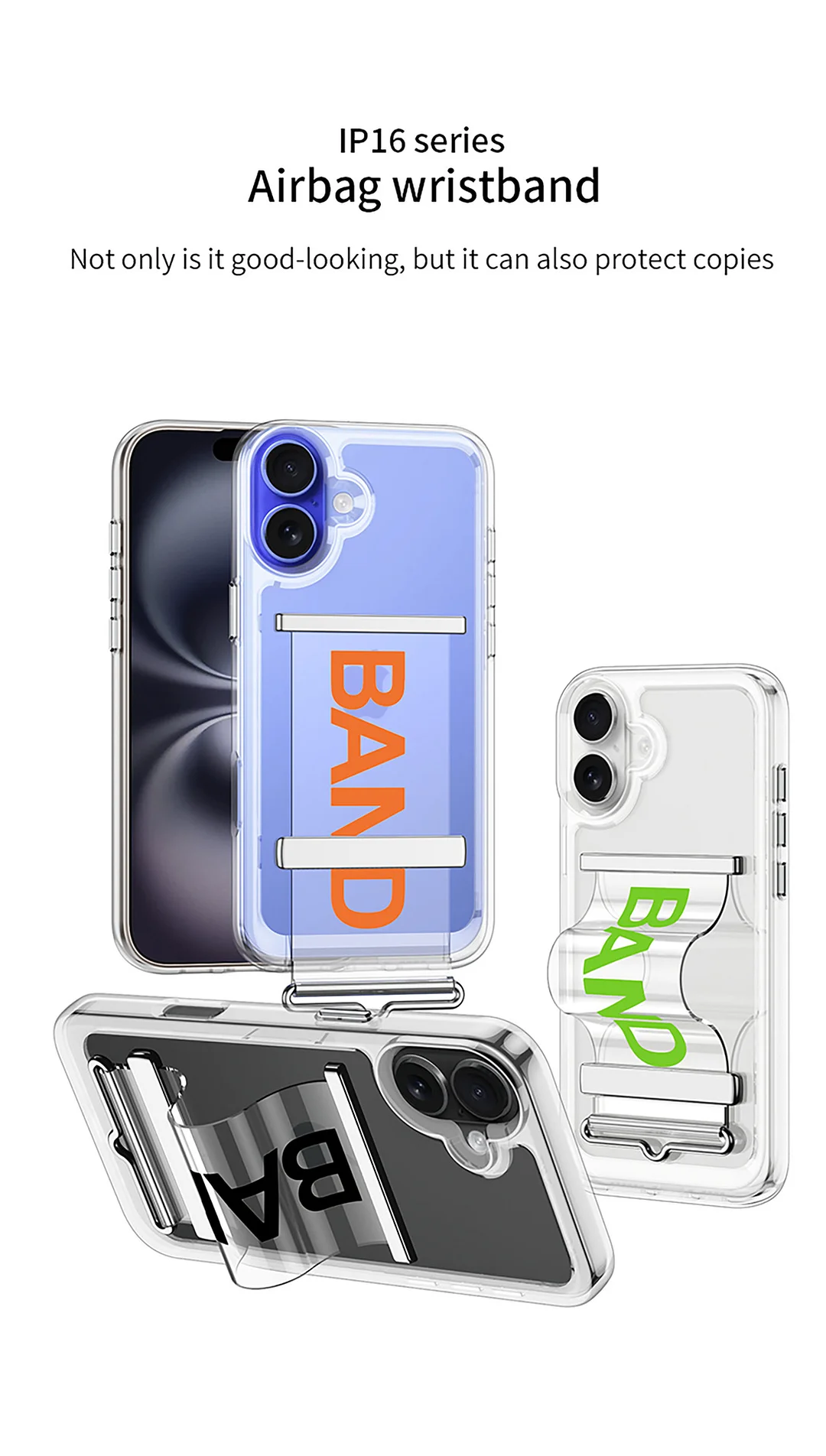 Suitable for iPhone 16 wristband bracket transparent mobile phone case