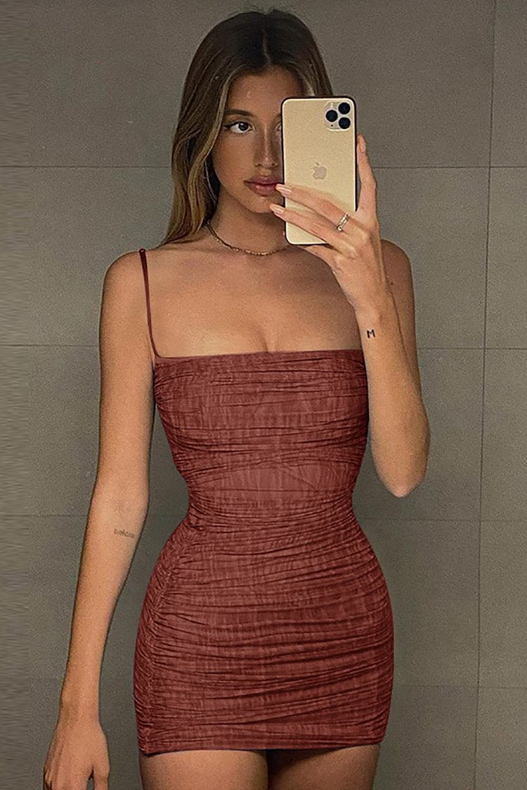 Boat Neck Bodycon Ruched Vintage Party Slip Mini Dresses