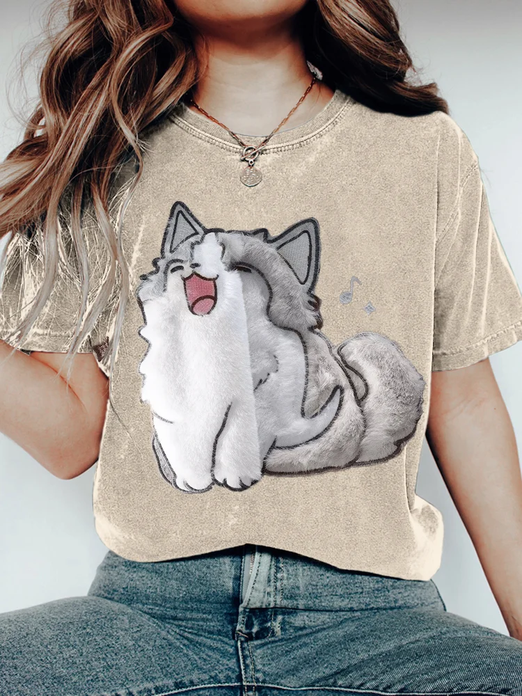 Cute Cat Plush Art Women's T-Shirt