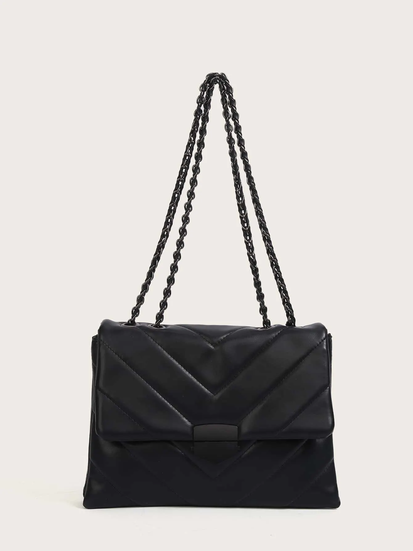 Chevron Flap Chain Shoulder Bag