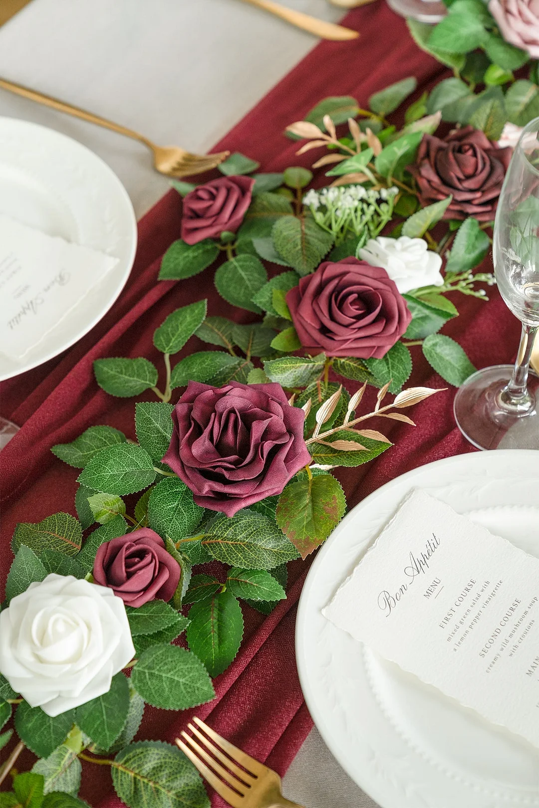 5ft Flower Garland in Burgundy & Navy