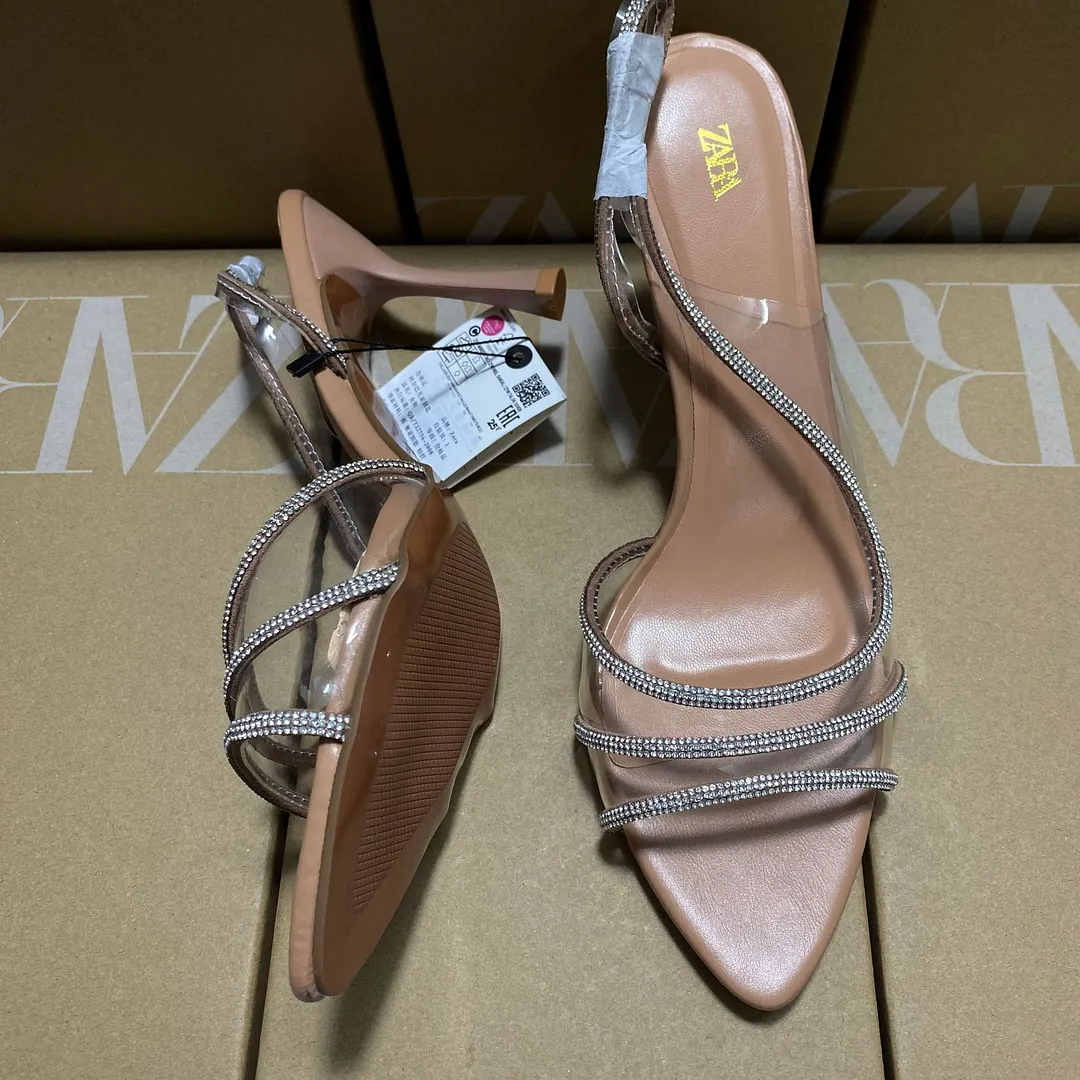 Breakj Breakj Home 2025 New Women's Shoes Fashion Pointy Fish Mouth With Water Drill Fine High Heel And High Heel Lady