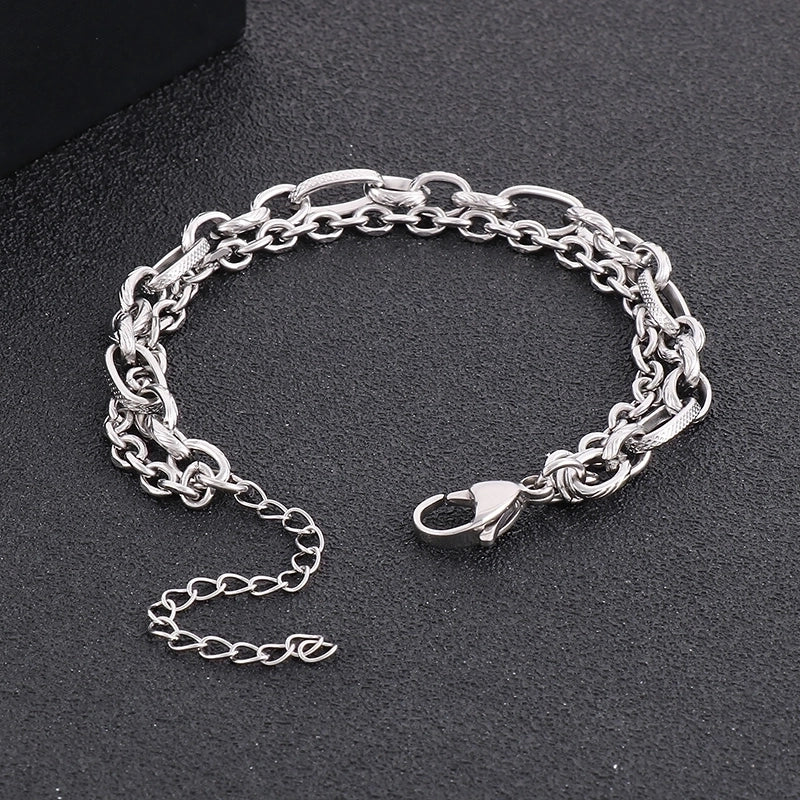 Hip-hop Solid Color Titanium Steel Men’s Bracelets