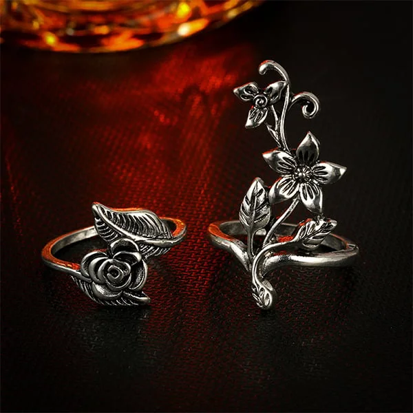 🔥Last Day 75% OFF🎁4Pc Vintage Flower Ring Set