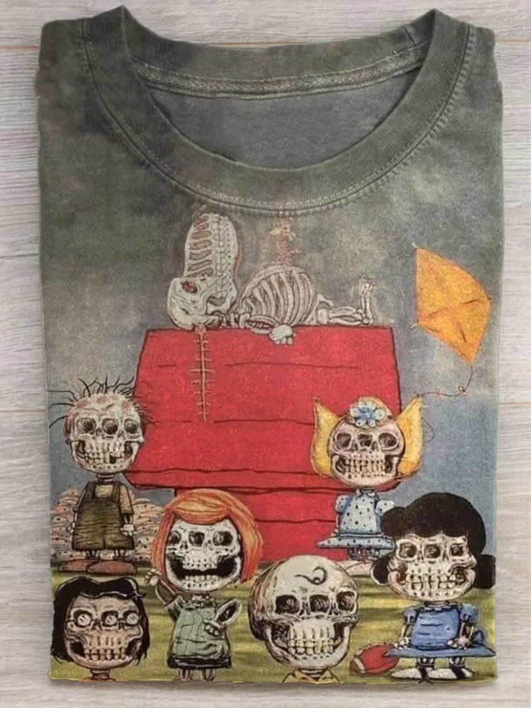 Teecade Teecade Unisex Vintage Halloween Zombie Art Print T-shirt
