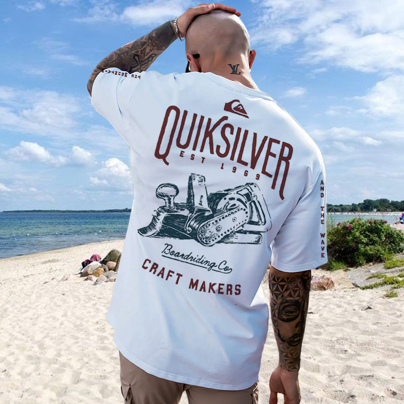 Oversized Unisex Retro Surf Beach Vacation Short Sleeve Casual T-Shirt / [blueesa] /