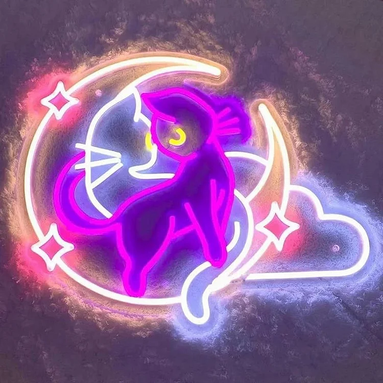 Anime Neon Sign Sailor01 Moon Luna01 Cat LED Neon Sign Sailor01 Moon Wall Decor Gamer Girl Zone Deco  Anime Neon Lights