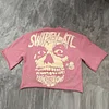 Street Skull Print Cropped Three-quarter Sleeve T-Shirt