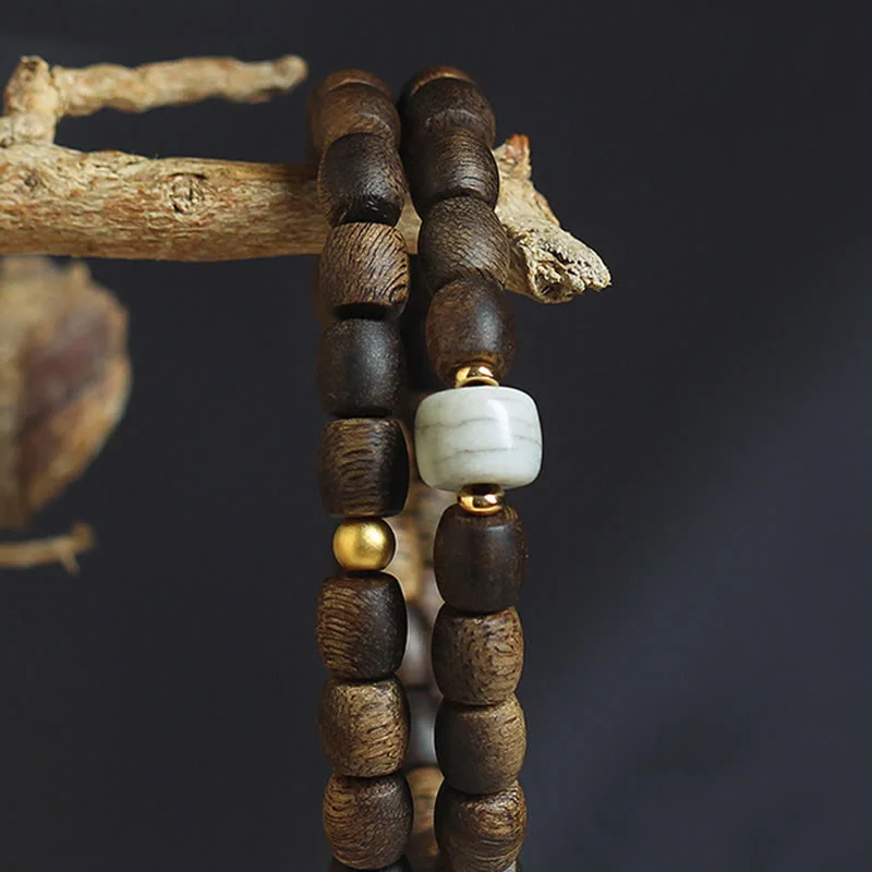Agarwood Tibetan Old Spirit Bone Balance Strength Double Wrap Bracelet