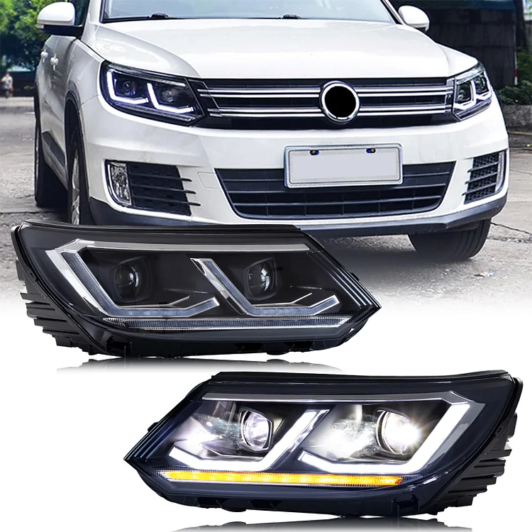 ITN AUTO full LED Headlight for 2013-2016 Volkswagen Tiguan Start Animation Sequence Signal Accessory HeadLamp Assembly plug and play ITN Auto