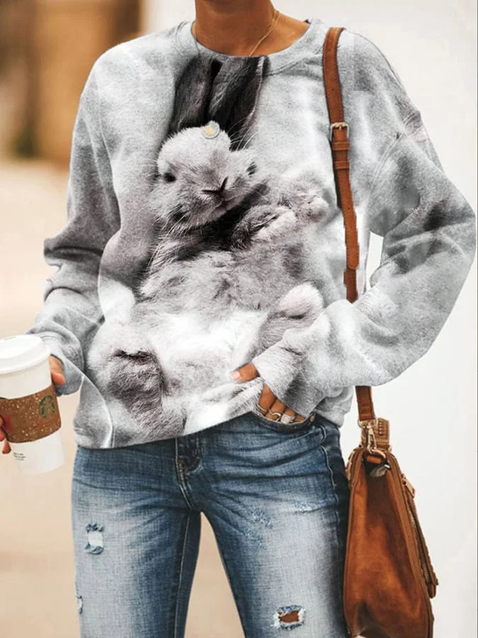 Women'S Cat Casual Long Sleeve Sweatshirt