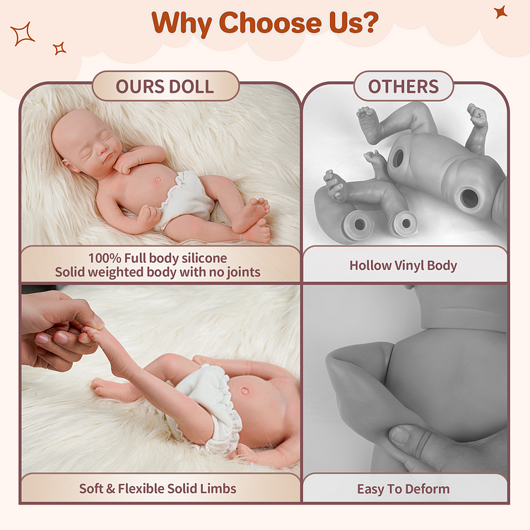  BABESIDE Reborn Baby Dolls Silicone Full Body 12