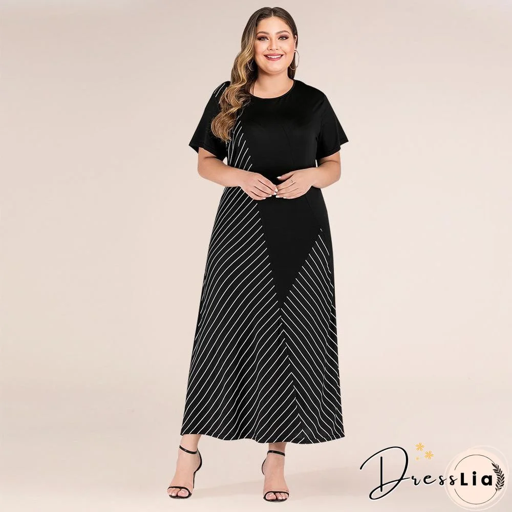 New Oversized Women's Fashion Striped Loose Dress Black Dresses