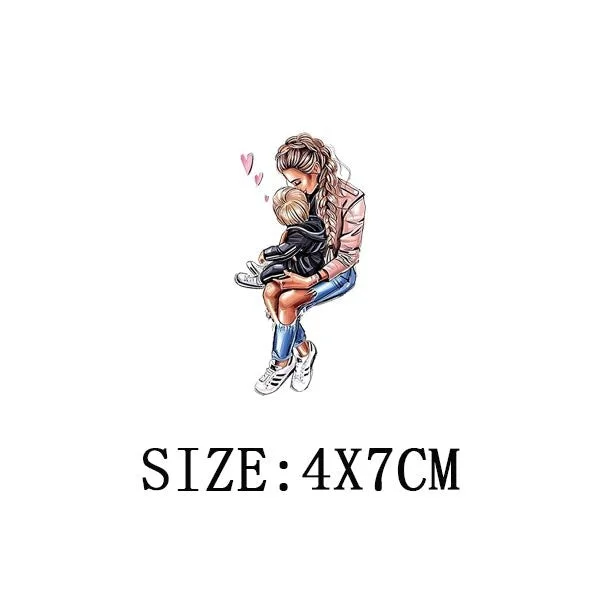 Mom&Baby Thermal Sticker On T-shirt DIY Washable Iron On Transfer For Clothing Loveful Design On Parent-children Clothes Patches