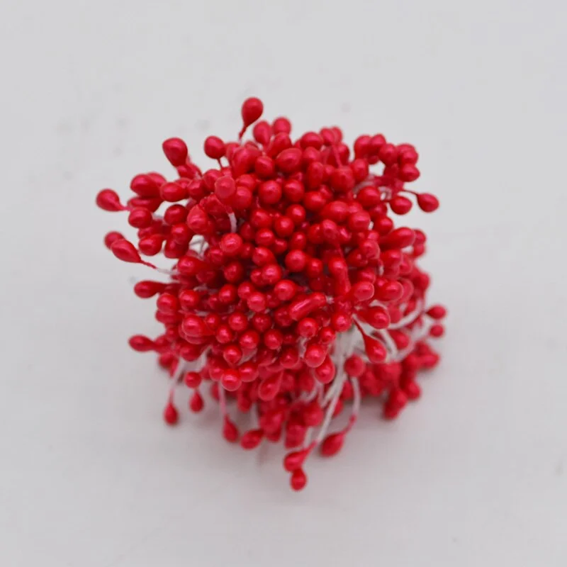 1 Bundle= (500PCS )Artificial Flower Double Heads Stamen Pearlized Craft Cards Cakes Decor Floral for home wedding party decor